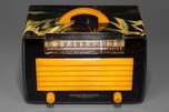 Intensely Swirled General Electric L-574 Catalin Radio in Dark Green + Yellow